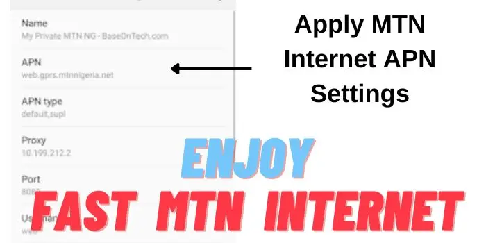 Apply MTN Internet APN Settings