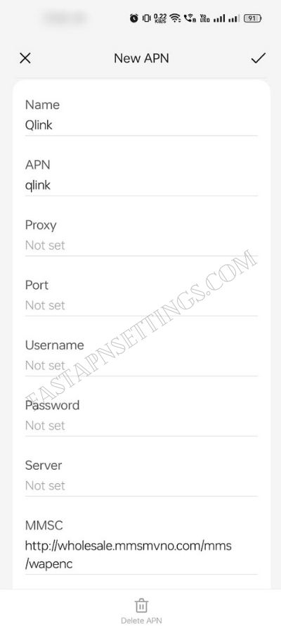 Configure Qlink APN settings