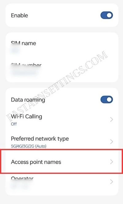 Tap on Unity Wireless Access Point Names option