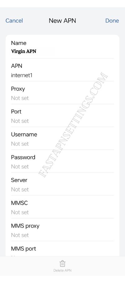 Virgin Mobile settings for Android devices